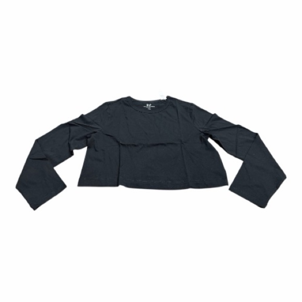 GAP Womens Organic Cotton Vintage Crop Top T-Shirt, Long Sleeve, Black Large NEW